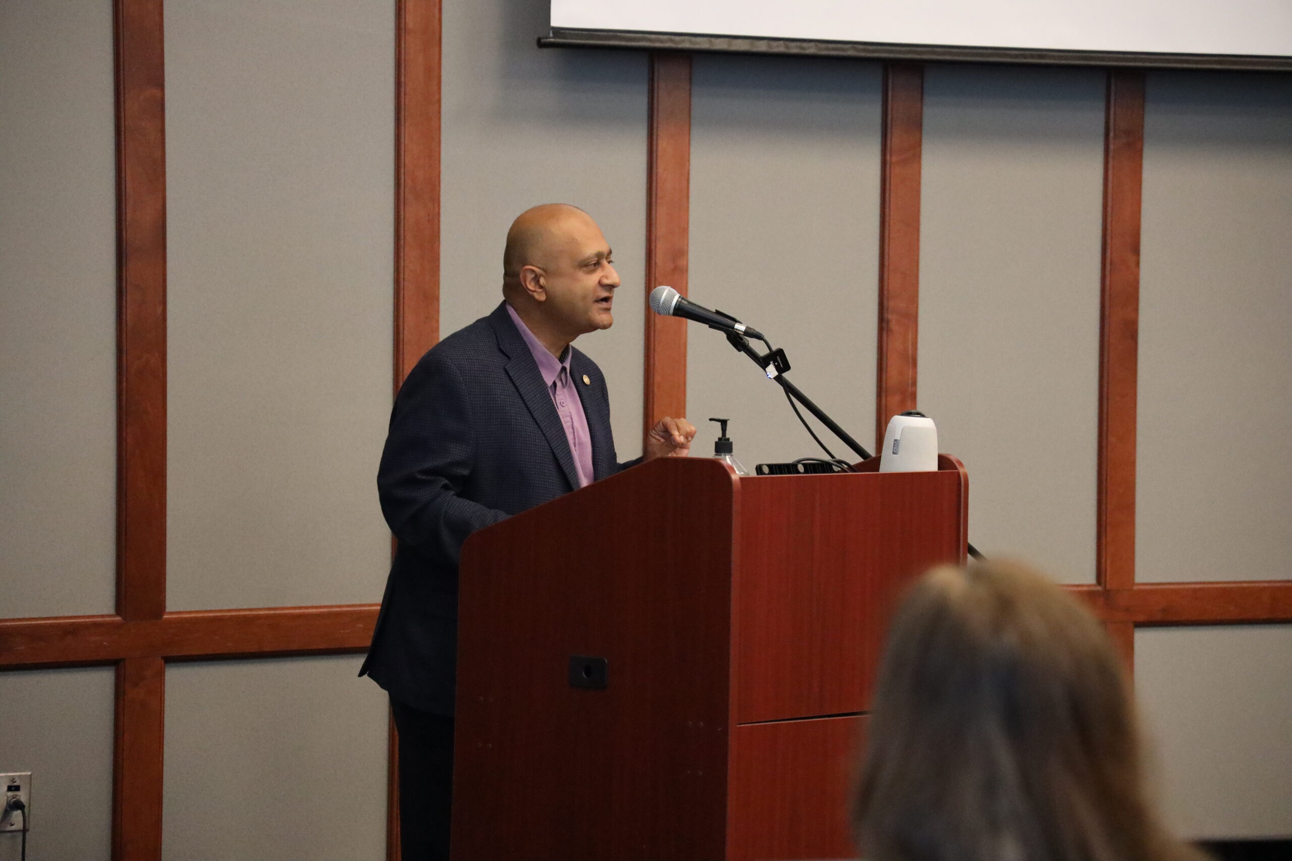 Kiran Singh Sirah presents during the 2024 NetVUE regional gathering hosted by King University.