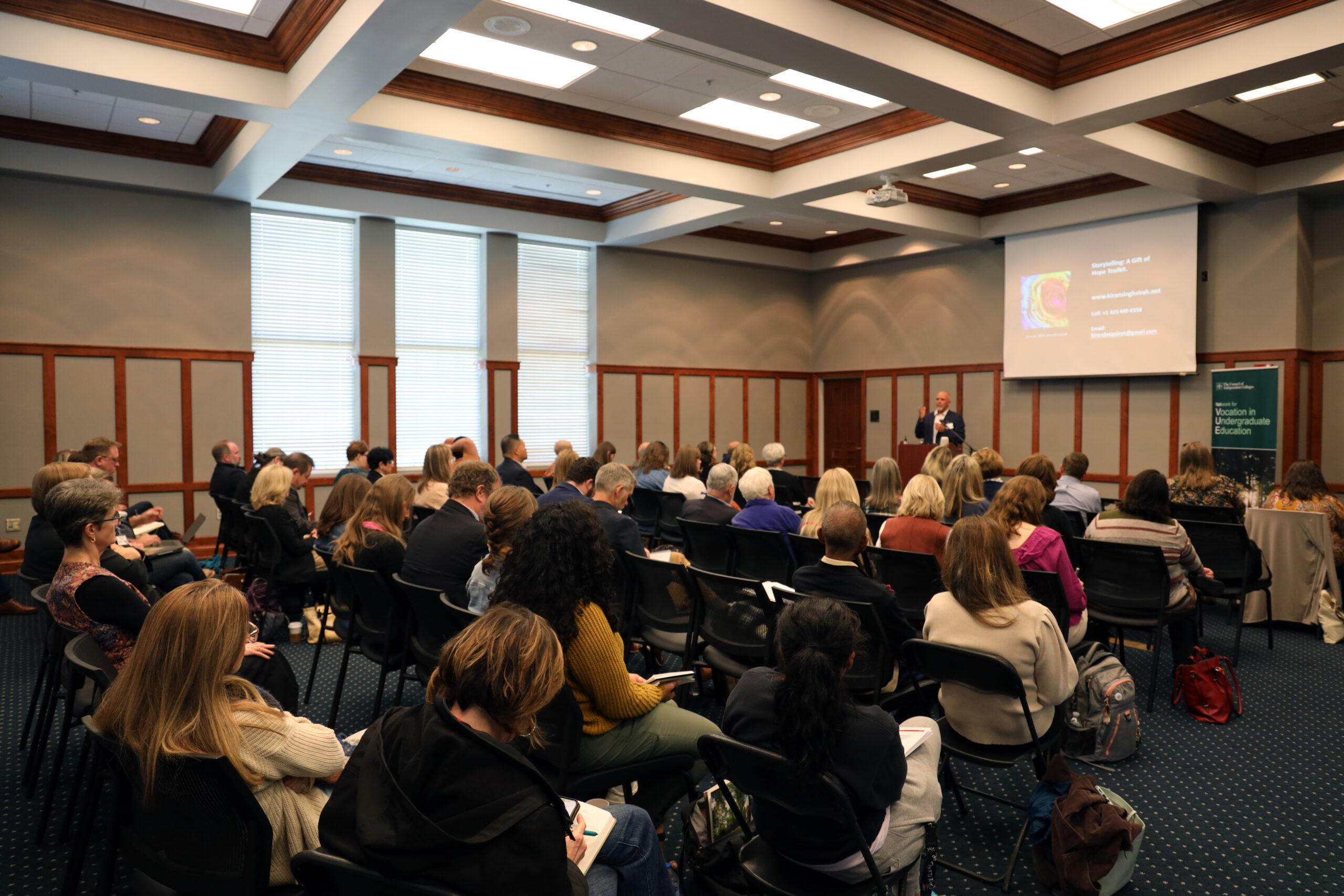 A presenter speaks during one of the sessions of the 2024 NetVUE regional gathering hosted by King University.